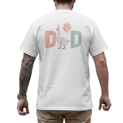 One Silly Goose Dad 1st First Birthday Family Matching Party Men's Back Print T-Shirt - Father's Day Fun