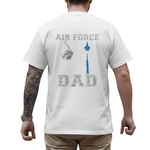 Proud Air Force Dad US Air Force Graduation Dad Men's Back Print T-Shirt - Father's Day Fun