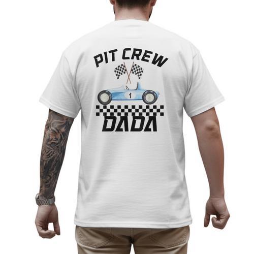 Race Car Racing Family Dada Pit Crew Birthday Party Men's Back Print T-Shirt - Father's Day Fun