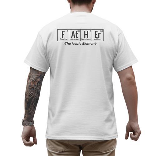 Science Nerd Dad Fathers Day Element Periodic Table Men's Back Print T-Shirt - Father's Day Fun