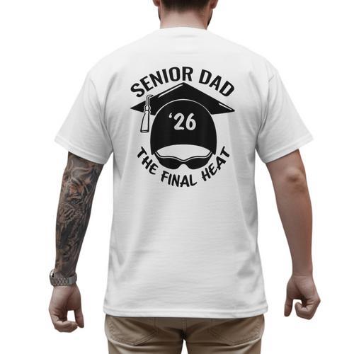 Swim Senior Dad 2026 The Final Heat Men's Back Print T-Shirt - Father's Day Fun