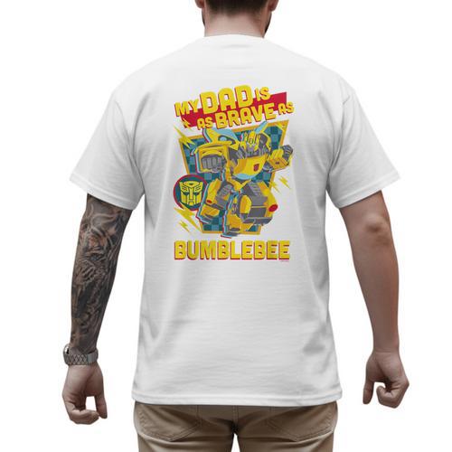 Transformers Father's Day Bumblebee My Dad Is Brave Men's Back Print T-Shirt - Father's Day Fun