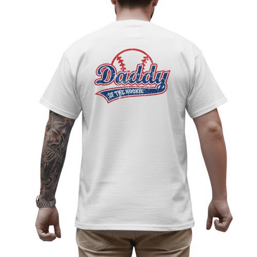 Vintage Baseball Daddy Of The Rookie Men's Back Print T-Shirt - Father's Day Fun