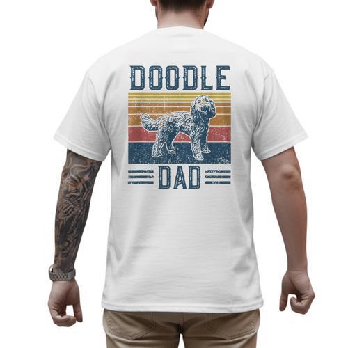 Vintage Doodle Dad Aussie Doodle & Goldendoodle Men's Back Print T-Shirt - Father's Day Fun