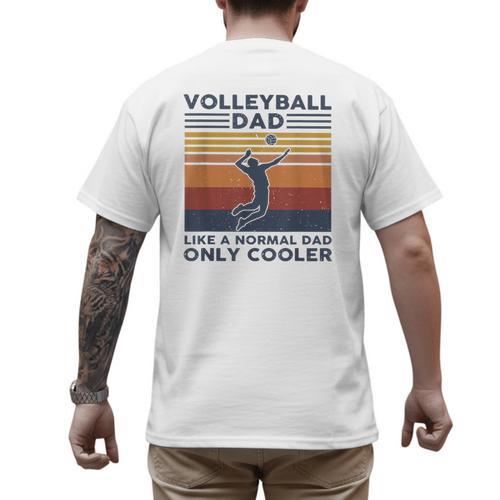 Volleyball Dad Like A Normal Dad Only Cooler Vintage Men's Back Print T-Shirt - Father's Day Fun