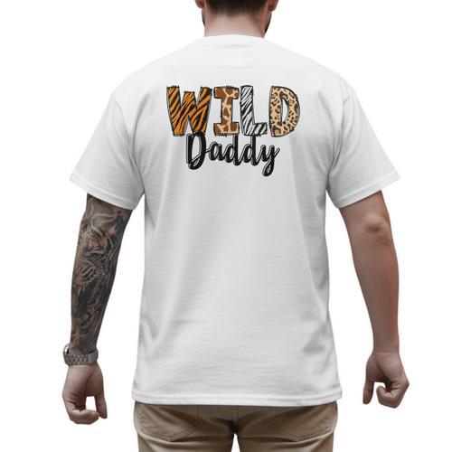 Wild Daddy Zoo Born Two Be Wild B-Day Safari Jungle Animal Men's Back Print T-Shirt - Father's Day Fun