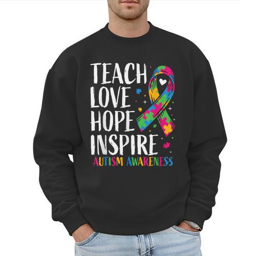 Autism Awareness Ribbon Mom Dad Kids Autistic Support Autism Men Sweatshirt - Father's Day Fun