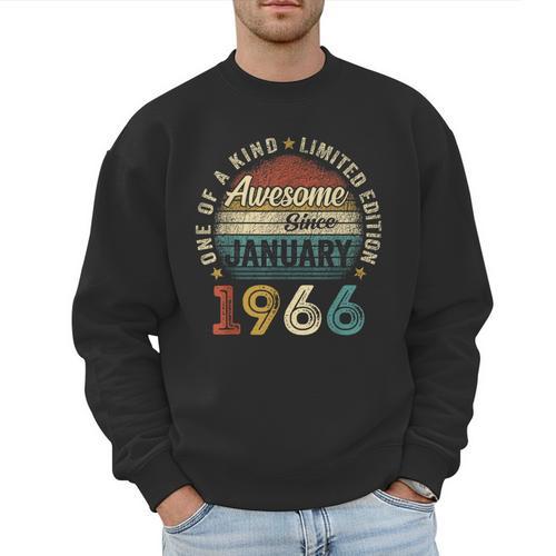 Awesome Since January 1966 60 Year Old 60th Birthday Men Dad Men Sweatshirt - Father's Day Fun