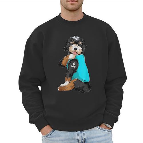 Bernedoodle I Love Dad Tattoo Apparel Dog Dad Dads Men Sweatshirt - Father's Day Fun