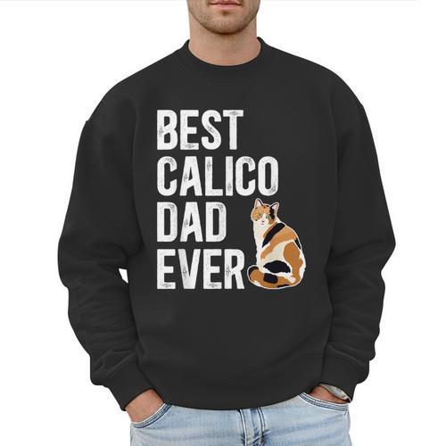 Best Calico Cat Dad Ever Calico Cat Lover Calico Cat Owner Men Sweatshirt - Father's Day Fun