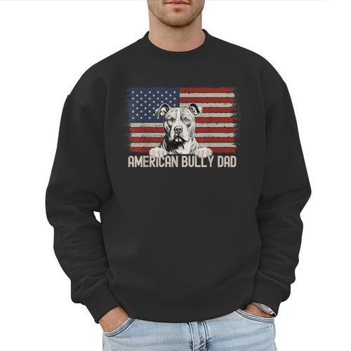 Best Dog Dad Ever American Flag American Bully Dad Men Sweatshirt - Father's Day Fun