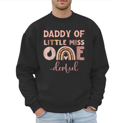 Boho Daddy Of Miss Onederful 1st Birthday Girl Cute Small Men Sweatshirt - Father's Day Fun