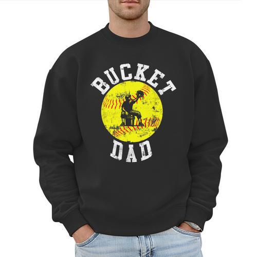 Bucket Dad Softball Dad Baseball Father's Coach Men Sweatshirt - Father's Day Fun