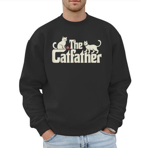 The Catfather Cat Dad Father's Day Cat Lover Men Sweatshirt - Father's Day Fun