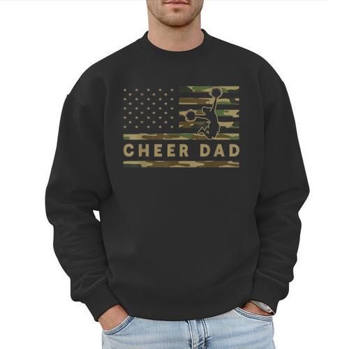 Cheer Dad Camo American Flag Cheerleader Supporter Men Sweatshirt - Father's Day Fun