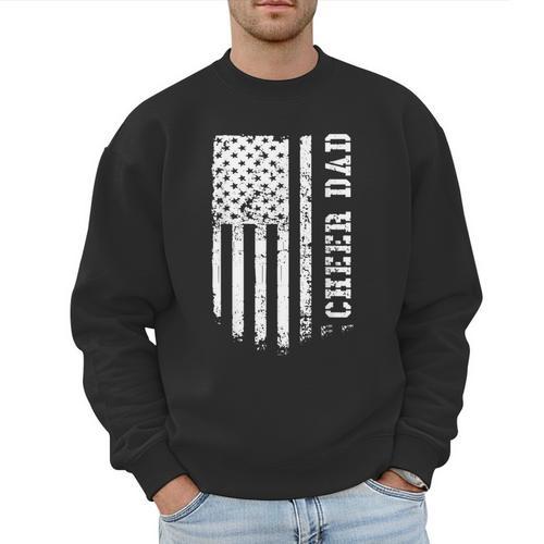 Cheer Dad Cheerleading American Flag Fathers Day Cheerleader Men Sweatshirt - Father's Day Fun
