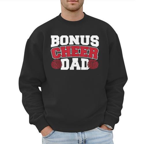 Cheer Stepdad Bonus Cheer Dad Red Men Sweatshirt - Father's Day Fun