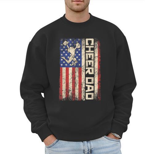 Cheerleader Dad Cheer Dad American US Flag Father Team Men Sweatshirt - Father's Day Fun