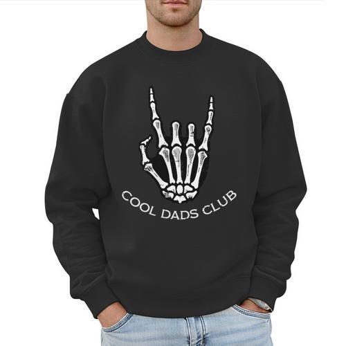 Cool Dads Club Skeleton Rock Pocket Fathers Day Rocker Hand Men Sweatshirt - Father's Day Fun