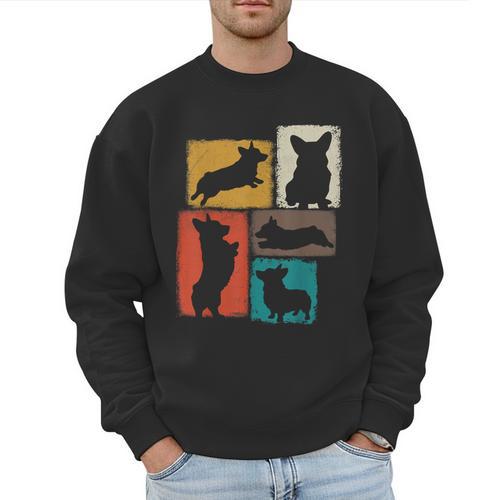 Corgi Dad Mom Vintage Collage Dog Owner Men Sweatshirt - Father's Day Fun