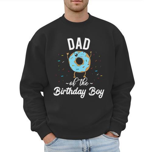 Dad Of The Birthday Boy Donut Theme Party Blue Father Men Sweatshirt - Father's Day Fun