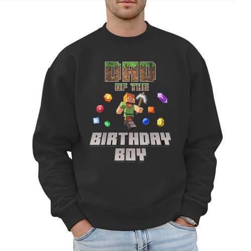 Dad Of The Birthday Boy Video Gamer Pixel Number Men Sweatshirt - Father's Day Fun