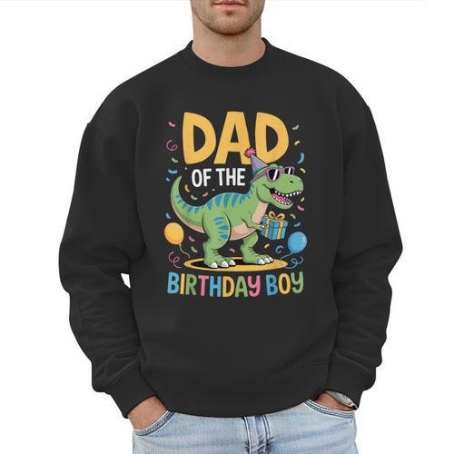 Dad Of The Birthday Party Outfit Dinosaur Squad Daddy Men Sweatshirt - Father's Day Fun