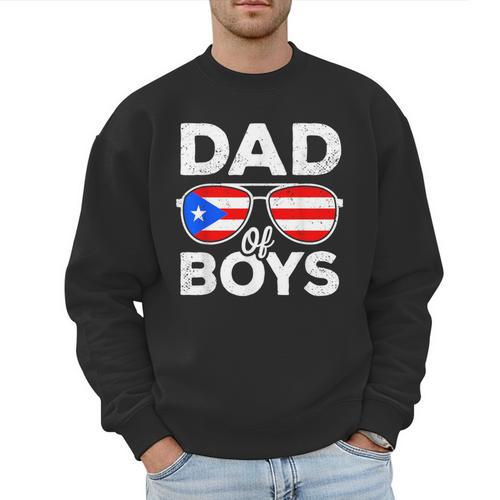Dad Of Boys Fathers Day Retro Puerto Rico Flag Boricua Dad Men Sweatshirt - Father's Day Fun
