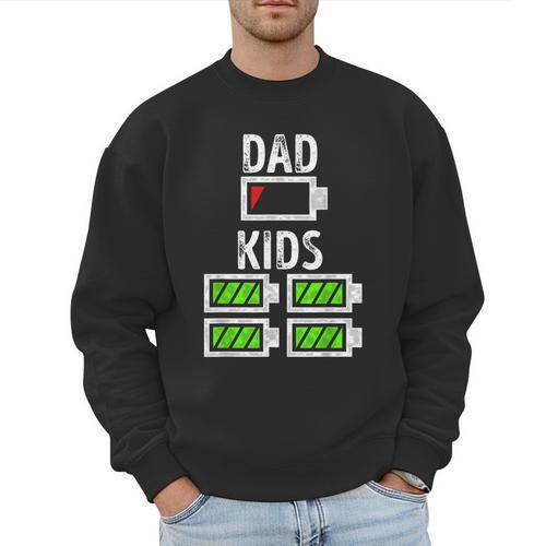 Dad Of Four Low Battery Father Of 4 Kids Dad Men Sweatshirt - Father's Day Fun