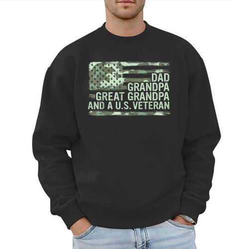 Dad Grandpa Great Grandpa Veteran Fathers Day Great Grandpa Men Sweatshirt - Father's Day Fun