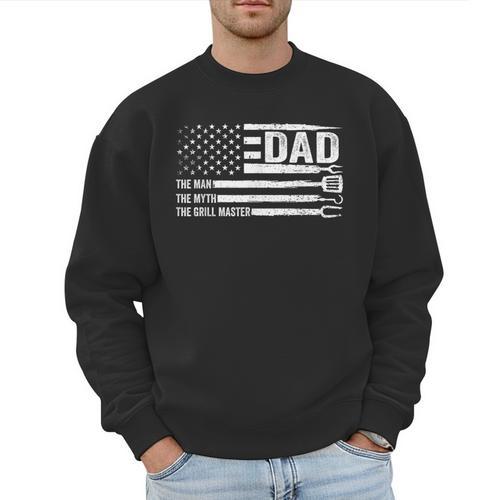 Dad The Man The Myth The Grill Master USA Flag Father's Day Men Sweatshirt - Father's Day Fun