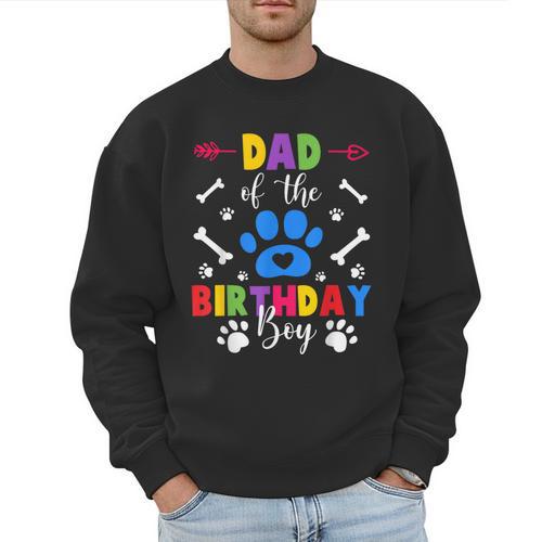 Dad And Mom Of The Birthday Boy Dog Paw Family Matching Men Sweatshirt - Father's Day Fun