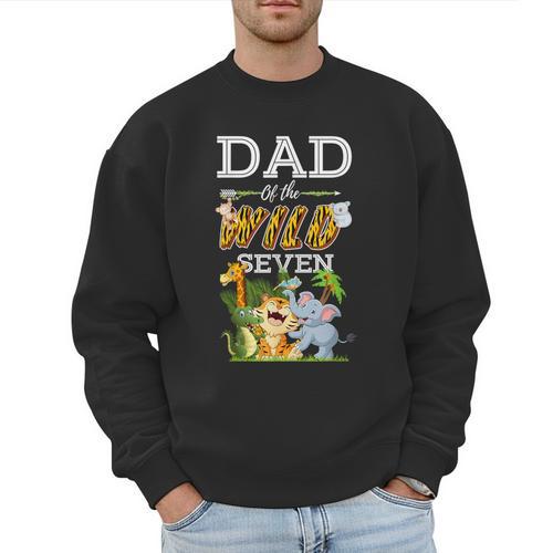Dad Of The Wild Seven Animal Safari 7th Birthday Party Men Sweatshirt - Father's Day Fun