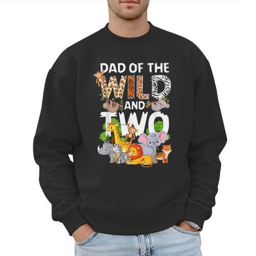 Dad Of The Wild Two Zoo 2nd Birthday Safari Jungle Animal Men Sweatshirt - Father's Day Fun