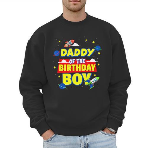Daddy Of The Birthday Astronaut Boy Outer Space Theme Party Men Sweatshirt - Father's Day Fun