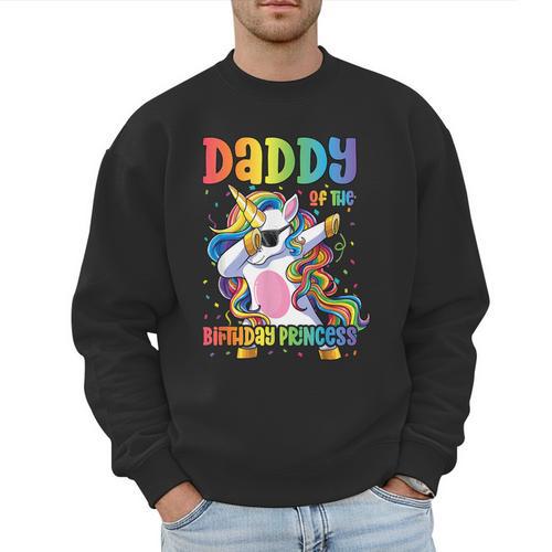 Daddy Of The Birthday Princess Girl Dabbing Unicorn Dad Men Sweatshirt - Father's Day Fun