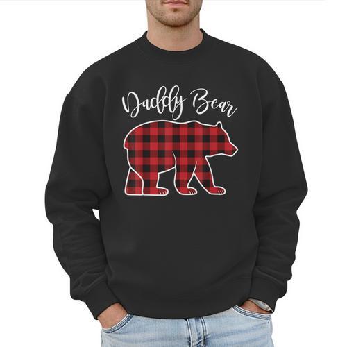 Daddy Dad Bear Pajama Red Buffalo Xmas Family Christmas Men Sweatshirt - Father's Day Fun