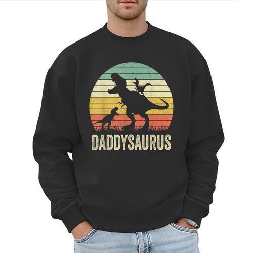 Daddy Dinosaur Daddysaurus 2 Kids For Dad Men Sweatshirt - Father's Day Fun