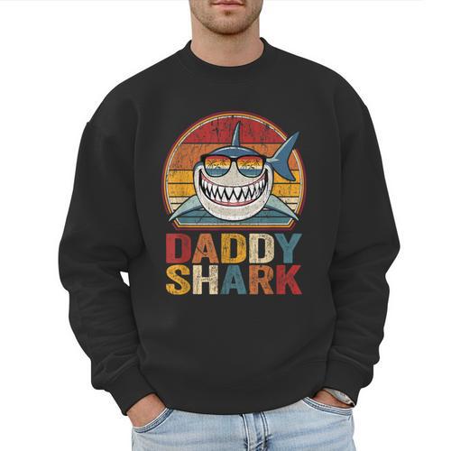 Daddy Shark Retro Shark Shirt Pajamas For Dad Dad Men Sweatshirt - Father's Day Fun