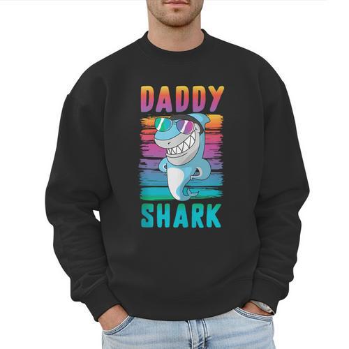 Daddy Shark Retro Vintage Dad Men Sweatshirt - Father's Day Fun