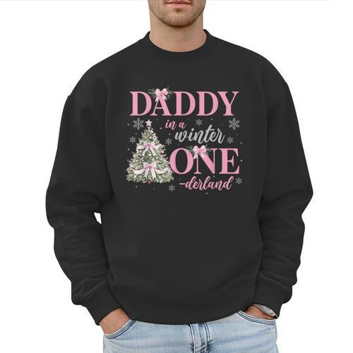 Daddy In a Winter Onederland Birthday Girl Christmas Tree Men Sweatshirt - Father's Day Fun