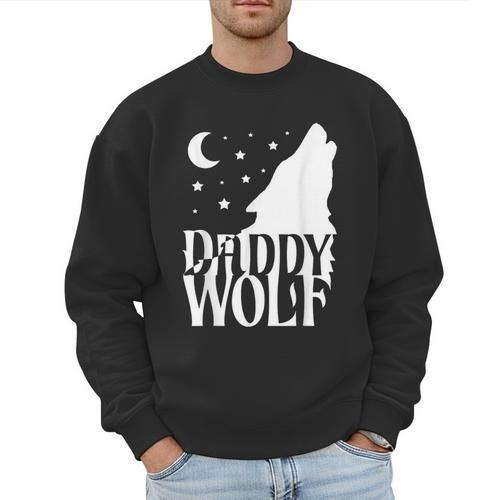 Daddy Wolf Matching Family Tribe Wolves Moon Men Sweatshirt - Father's Day Fun