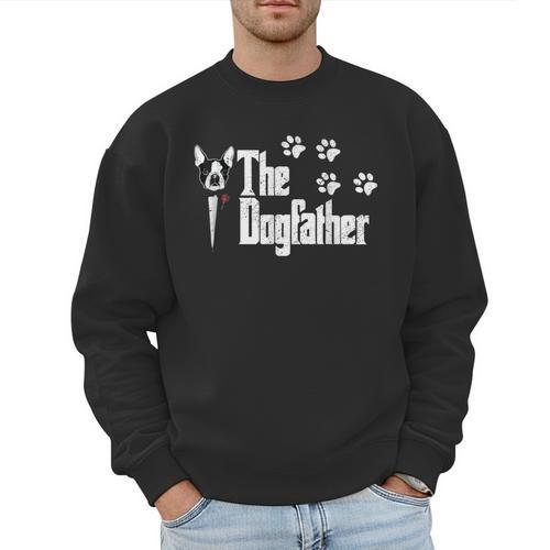 The Dogfather Boston Terrier Dog Dad Tshirt Idea Men Sweatshirt - Father's Day Fun