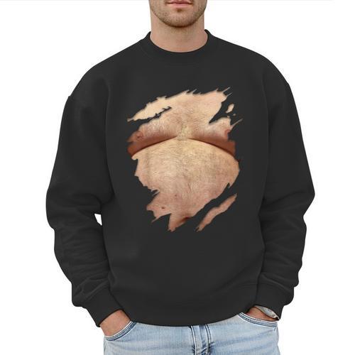 Fat Hairy Guy Big Stomach & Man Boobs Fat Dad BOD Men Sweatshirt - Father's Day Fun
