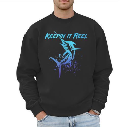 Fishing Keepin IT Reel Marlin Sport Fishermen Men Dad Men Sweatshirt - Father's Day Fun