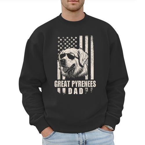 Great Pyrenees Dog Dad American Flag For Father Men Men Sweatshirt - Father's Day Fun