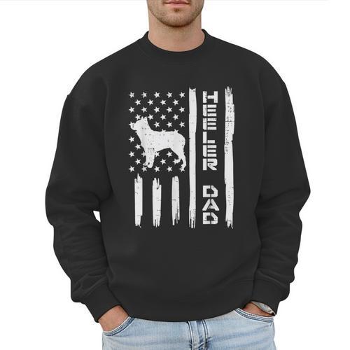 Heeler Dad Flag Vintage Blue Red Cattle Dog Patriot Men Men Sweatshirt - Father's Day Fun