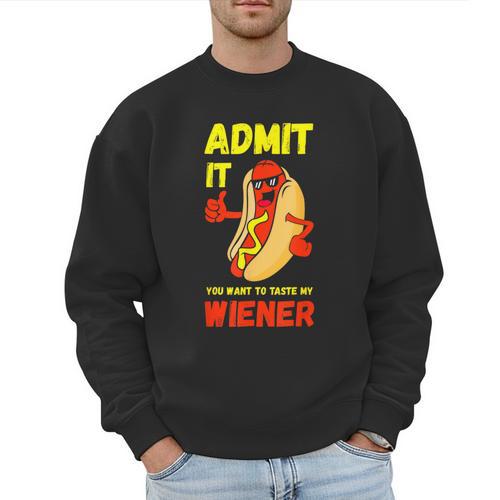 Hilarious Hot Dog Dad Joke Text Pun Dirty Joke -Barbecue Men Sweatshirt - Father's Day Fun