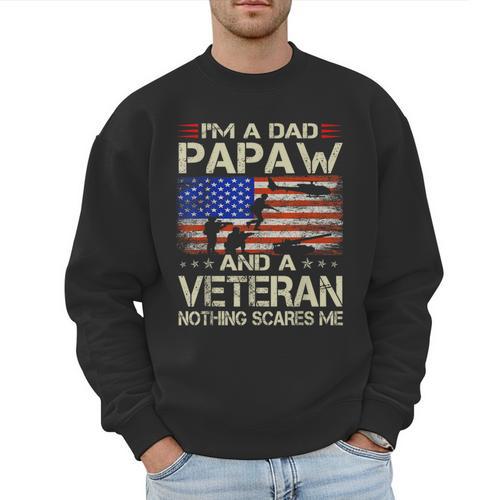 I'm A Dad Papaw And Veteran Retro Dad Papa Grandpa Men Sweatshirt - Father's Day Fun