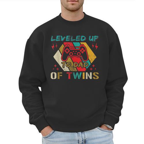 Leveled Up To Dad Of Twins Video Gamer Gaming Men Sweatshirt - Father's Day Fun
